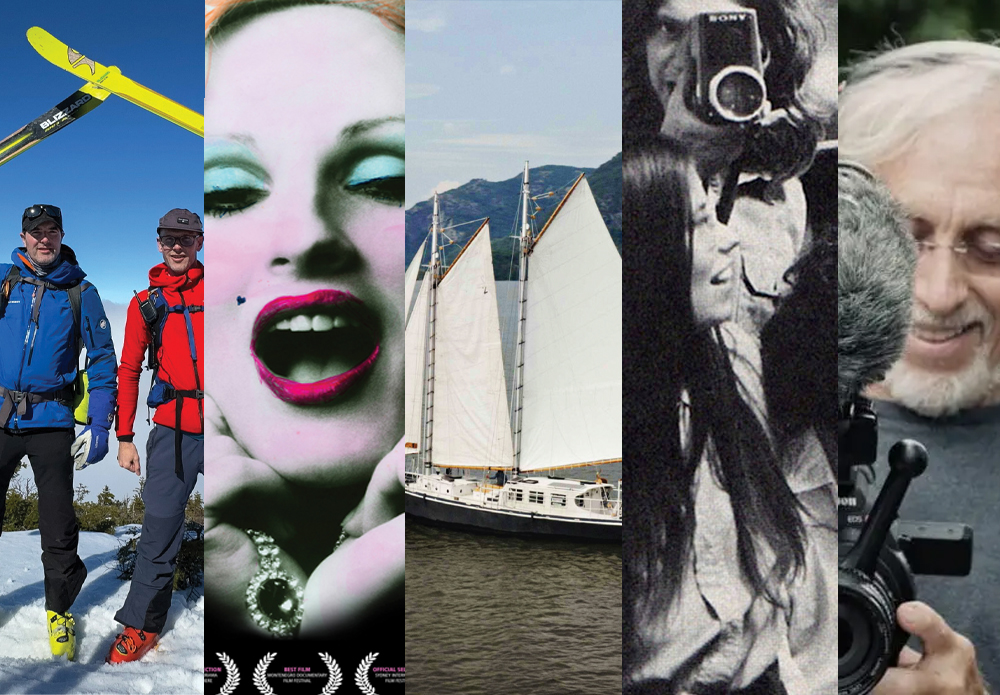 Skiers, Candy Darling, Ship on Hudson, Videofreex, Man with camera